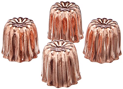 Grilo 811007 Conjunto de 4 sartenes Estriado Cobre estañado Interior Pequeño Tamaño 3.5cm