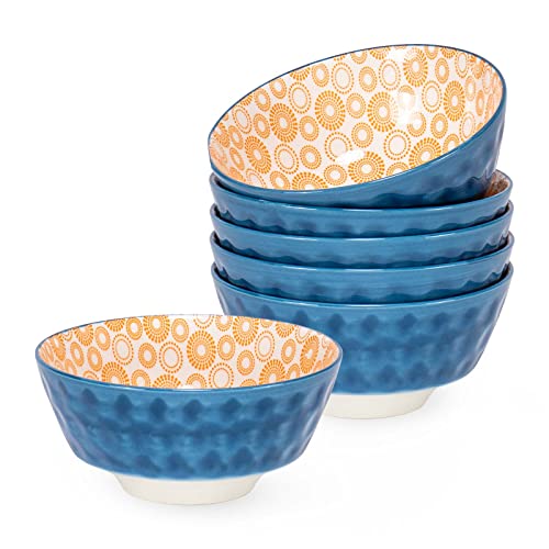 UNICASA Juego de 6 cuencos soperos, cuenco de porcelana para cereales Ideal como cuenco sopero, cuenco de postre, cuenco para cereales, vajilla para 6-800ml