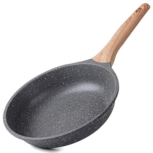 ZUOFENG Sartenes Induccion Antiadherentes, Sartén Antiadherente de 20 cm, Sarten Piedra Aluminio Fundido, Libre de PFOA, Apta para Todo Tipo de Cocina. (Gris, 20cm)