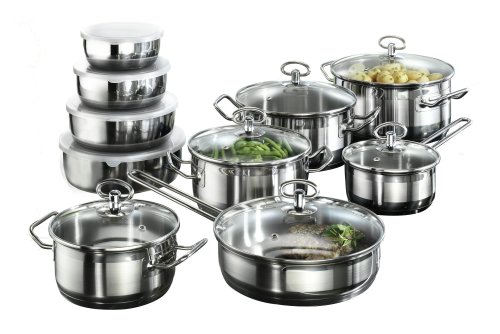 Karcher Jasmin Batería de cocina, 20 piezas, acero inoxidable, apta para inducción