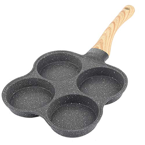 Sarten para Pancakes, 4 Agujeros Molde Sartén para Tortitas, Sartén Tortilla Patatas Antiadherente, Sarten Tortilla Cocina de Sartén de Desayuno para Bistec Frito Doble Cara 14.4x7.7x1inch
