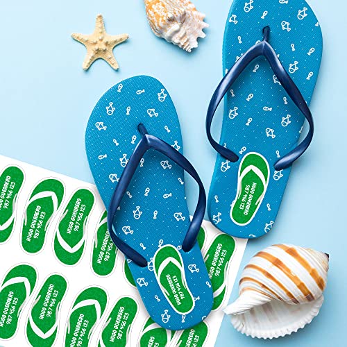 ETIQUETA ADHESIVA PARA CHANCLAS PERSONALIZADAS CON 2 LÍNEA DE TEXTO PARA MARCAR TODAS LAS PRENDAS DE LOS NIÑOS PARA EL COLE O LA GUARDERÍA 5 X 2,6 CM (16)