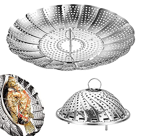 Vaporera Plegable De Acero Inoxidable, Rejilla para Cocinar Al Vapor De Grado Alimenticio, La Cesta Vaporera Plegable Se Utiliza para Varios Tamaños De Ollas,Apto para cocinar Todo Tipo de Alimentos.