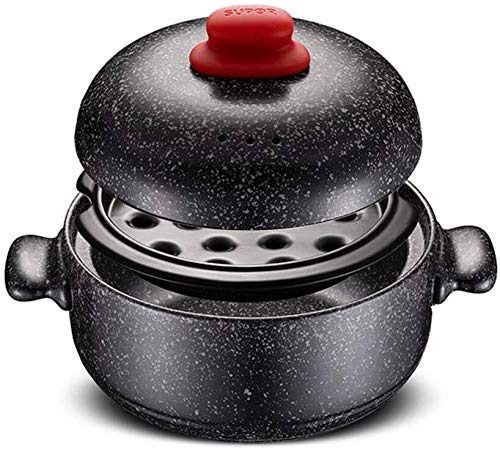 Olla de Barro para cocinar Cacerola con Tapa, Utensilios de Cocina de vitrocerámica, vaporera, Olla de Sopa Resistente al Calor, cazuela de Piedra de Granito no adherente, Olla de cocción Lenta, oll