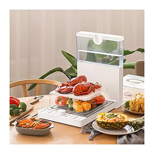 LKJHG Vaporizador eléctrico Plegable, máquina de cocción automática Transparente, multifunción para el hogar, 3 Capas, vaporizador de Vapor de Gran Capacidad para Fiestas