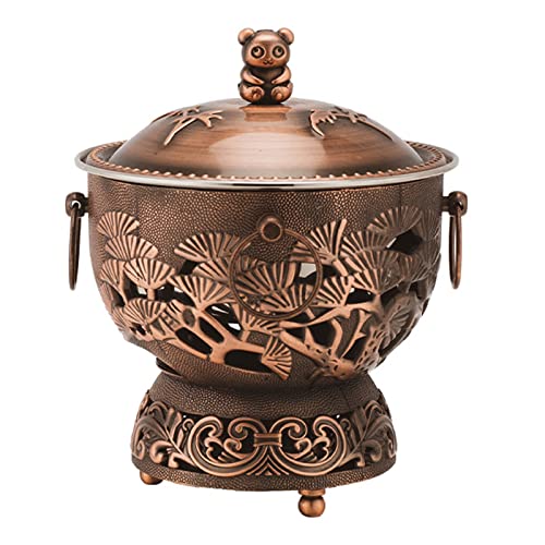 Mini Cobre Olla Caliente Acero Inoxidable Olla Shabu Shabu Horno Estofado De Alcohol Olla Sartén Platos De Frotamiento Individuales Para Casa Cocina, Combustible No Incluido,Red copper