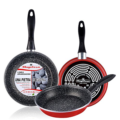 Magefesa K2 Rojo - Set Juego 2 Sartenes 20-24 cm, inducción, antiadherente PIEDRA