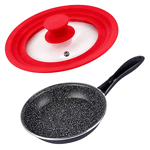 Magefesa K2 Gransasso Sartén 18 cm y tapa de cristal con silicona apta para sartenes de 16, 18 y 20 cm, acero esmaltado vitrificado, inducción y lavavajillas, gris