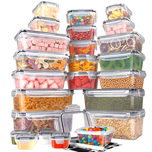 YOCOLE Recipientes Alimento Plástico 48 Piezas (24 Recipientes y 24 Tapas), 2,2L Envases Herméticos Contenedores Comida Cocina, Tupper Plastico para Lavavajillas, Microondas, Congelador