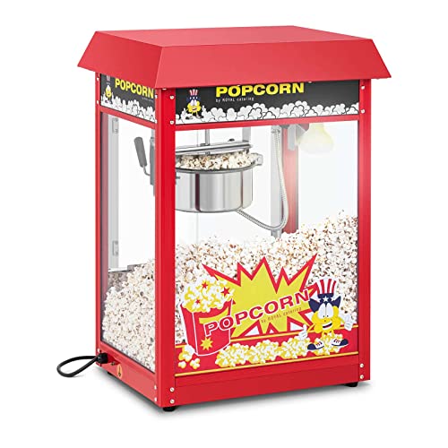 Royal Catering Palomitera Máquina Para Hacer Palomitas RCPR-16E (Rendimiento: 5 kg/h, 16 L/h,Tejadillo Rojo, Olla con Revestimiento de Teflón, 1600 W)