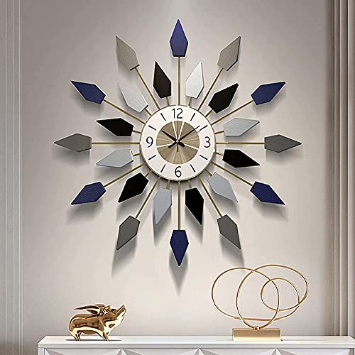 HZH Reloj de pared, reloj de pared con marco de metal redondo, reloj de pared grande alimentado por batería de cuarzo silencioso para cocina casera, sala de estar, oficina, 65 cm Art Home Decor Silent