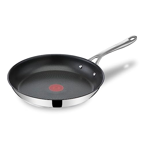 Tefal Jamie Oliver Sartén 28 cm, acero inoxidable, antiadherente reforzado con Titanio, thermo-signal, forma profunda, apta para gas, vitrocerámica, eléctricas e inducción, fácil de limpiar