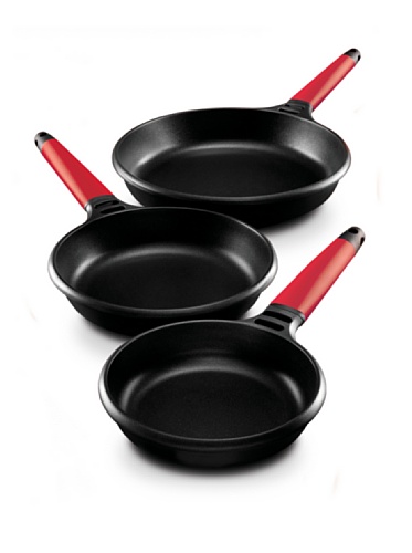 Fundix - Set 3 Sartenes Inducción Mango Rojo 18-22-26 cm