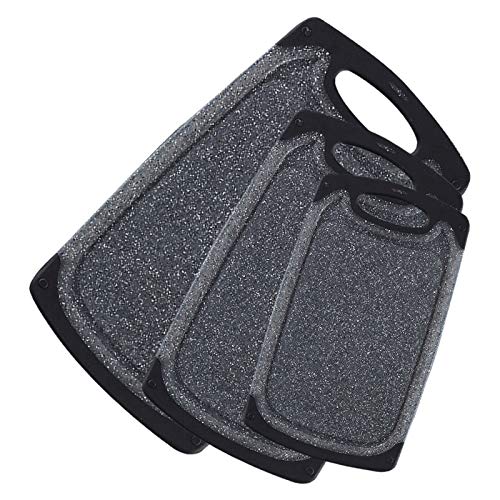 KIMIUP Tabla Cortar Cocina, Apta para Lavavajillas Tabla de Cortar Profesional Antideslizantes, Con Ranura Para Jugo, Libres de BPA, Plastico Tablas de Cocina(Negro)