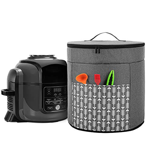 Yarwo Cubierta Antipolvo Compatible con 6L y 7.5L Ninja Foodi Multi-Cooker OP300EU, OP500EU, Funda de Doble Capa para Olla a Presión Eléctrica Ninja, Flecha Gris.