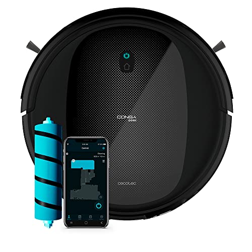 Cecotec Robot Aspirador y Friegasuelos Conga 2290 Titanium, Tecnología Gyro, Autonomía 160 min, Potencia de succión 2100 Pa, 3 Niveles de Potencia y Fregado, 10 Programas, App, Color Negro