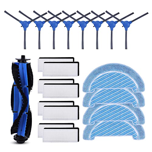 KEEPOW 21 Kit Accesorios de Recambio para Cecotec Conga 1090 1790 Robot Aspirador Repuesto, 1 Cepillo Principal 8 Filtros Hepa 8 Cepillos Laterales 4 Mopas para Conga 1990 1099 1760 1970