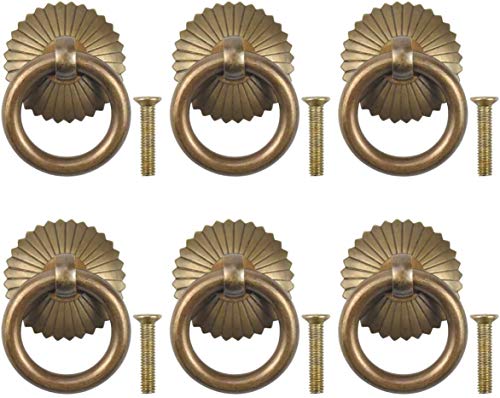 XCC Trail TRATÓN DE Cobre Cajón Manedas y perillas Retro Agujero de un Solo Agujero Cocina Manija Redonda Latón Tirador Estilo Pull Ring Drawer SART Pulls (Color : Copper)