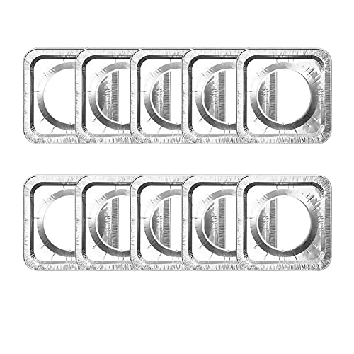 Cubiertas de quemador de estufa cuadradas de papel de aluminio Revestimientos de babero de calidad gruesa y pesada desechables Sartenes de goteo Protectores superiores de Churrasquera (B, One Size)