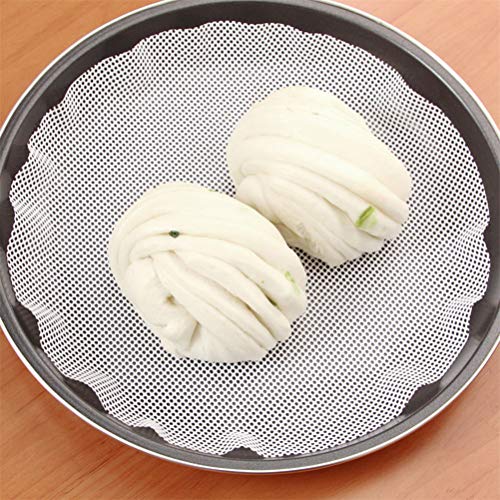CULER Forma 1pc Reutilizable Pescados del Silicón Vapor Liners Malla No -Stick Vapor Redondo para Hornear Pastelería Dim Sum Vapor De Bambú Papeles De Masa Hervida Mat (34cm)